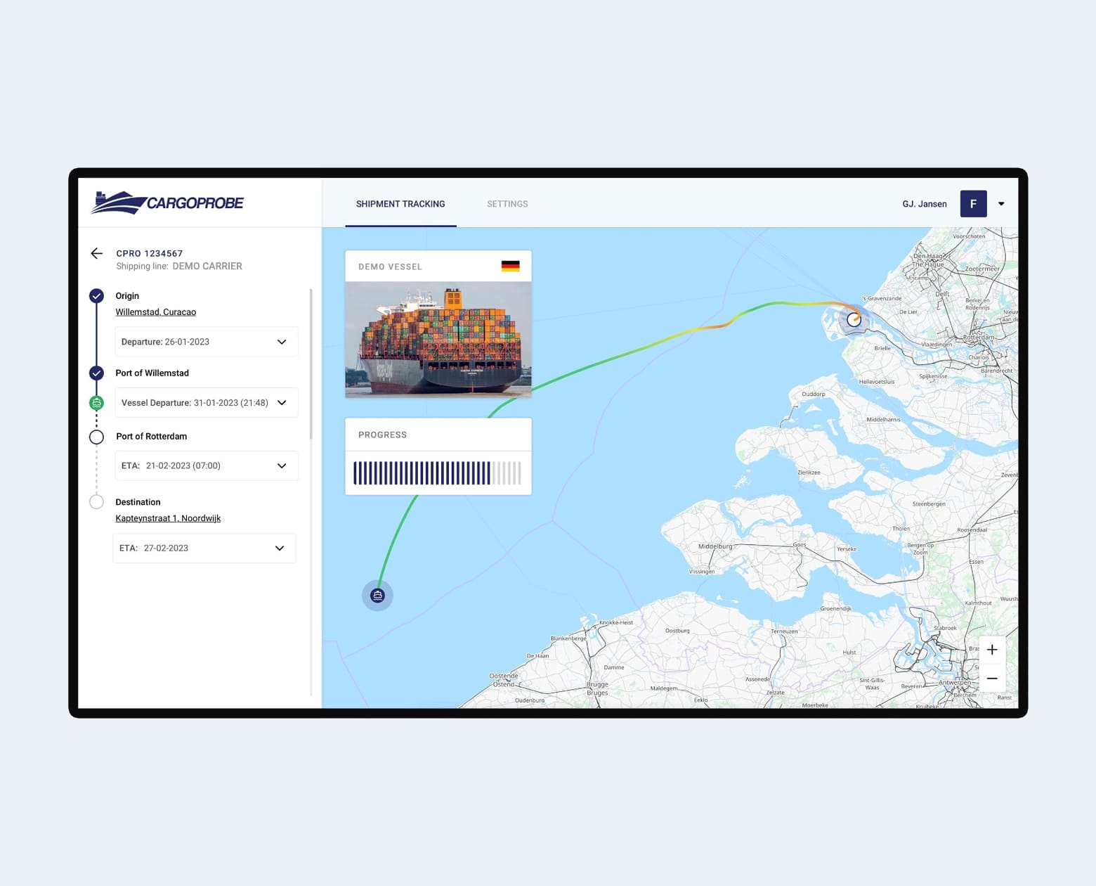 Cargoprobe vessel tracking Portbase